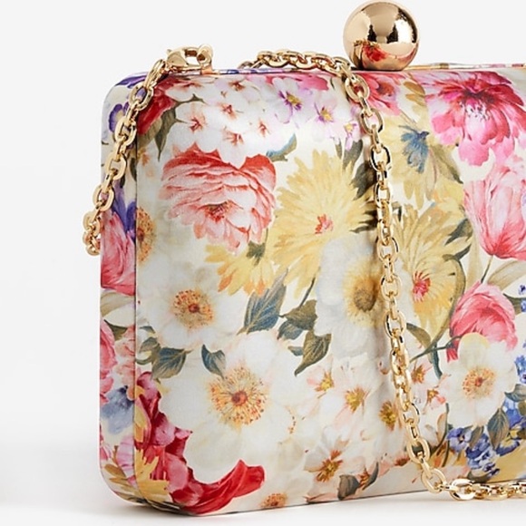 Express Floral Women\'s Bag with Gold Chain